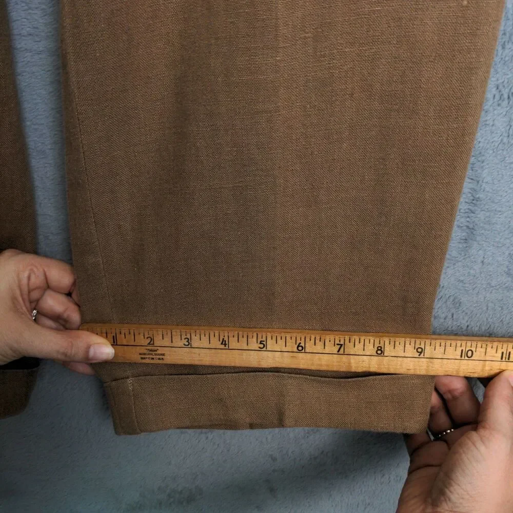 Vintage Polo Ralph Lauren Linen Pants Men's 35x34 Brown Pleated Front Trousers